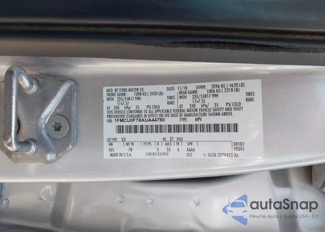 2019 Ford Escape S from USA, damaged, VIN 1FMCU0F7XKUA44780